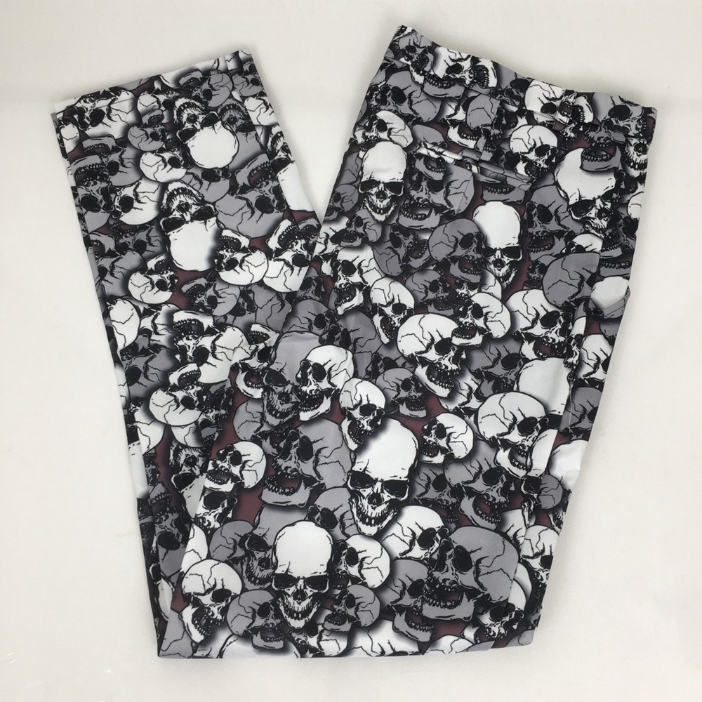 Skull Print Pants Men’s Size XL Black White Gray Novelty Trousers